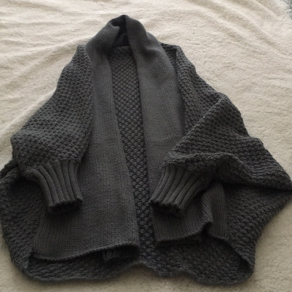 Military Hippie Grey Batwing Cardigan - Picture 3 of 4